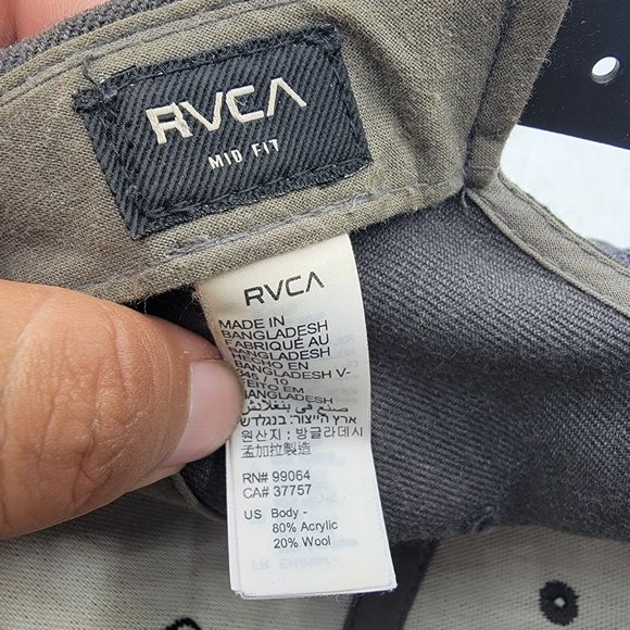 RVCA Mid Fit Gray Hat Adjustable Camo Brim Casual Outdoors Work Wear - Picture 8 of 9